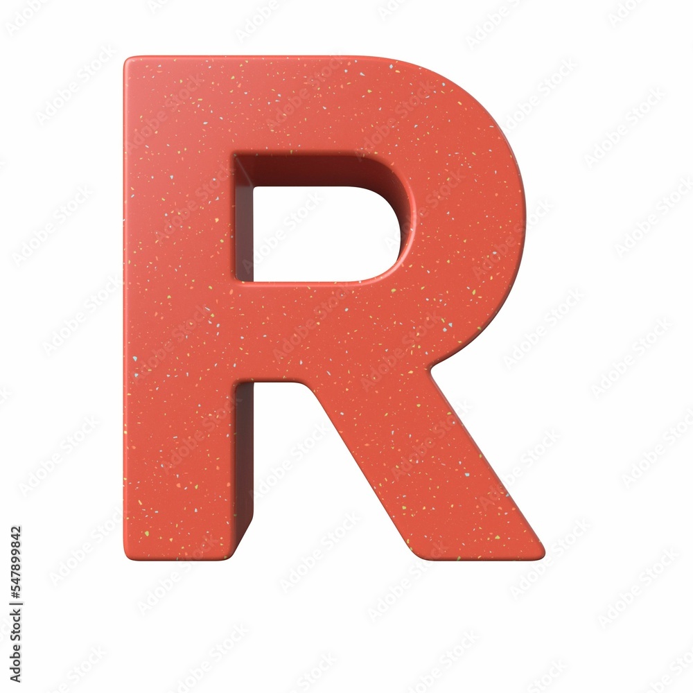 Poster 3d rendering of a red letter r isolated on a white background