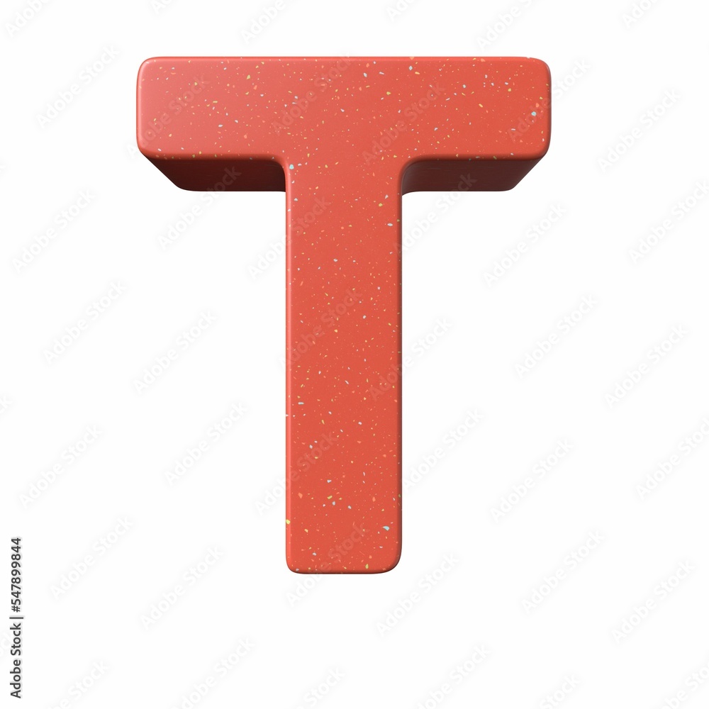 Poster 3d rendering of a red letter t isolated on a white background