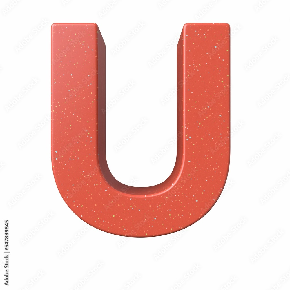 Poster 3d rendering of a red letter u isolated on a white background