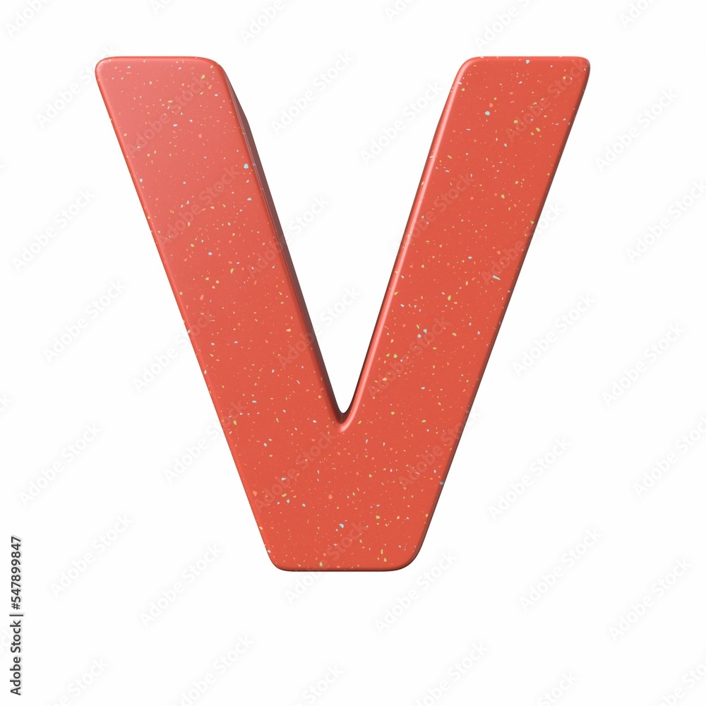Poster 3d rendering of a red letter v isolated on a white background