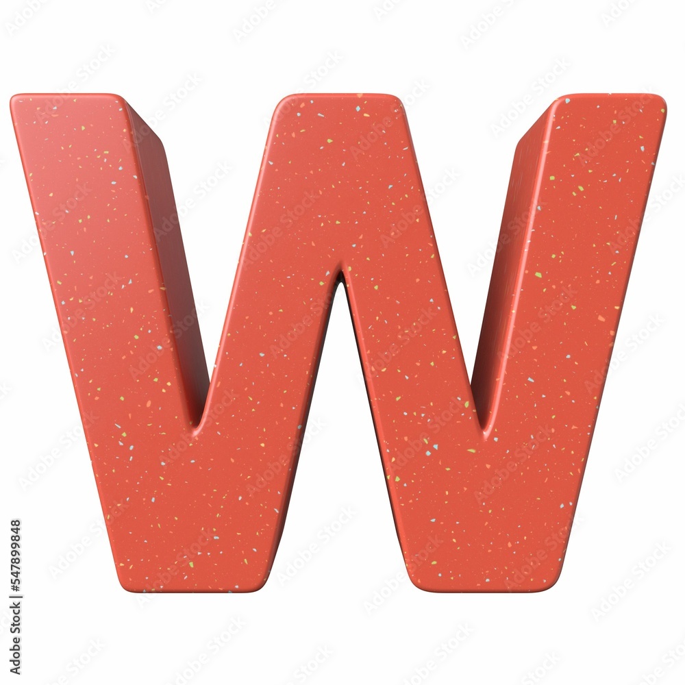 Poster 3d rendering of a red letter w isolated on a white background