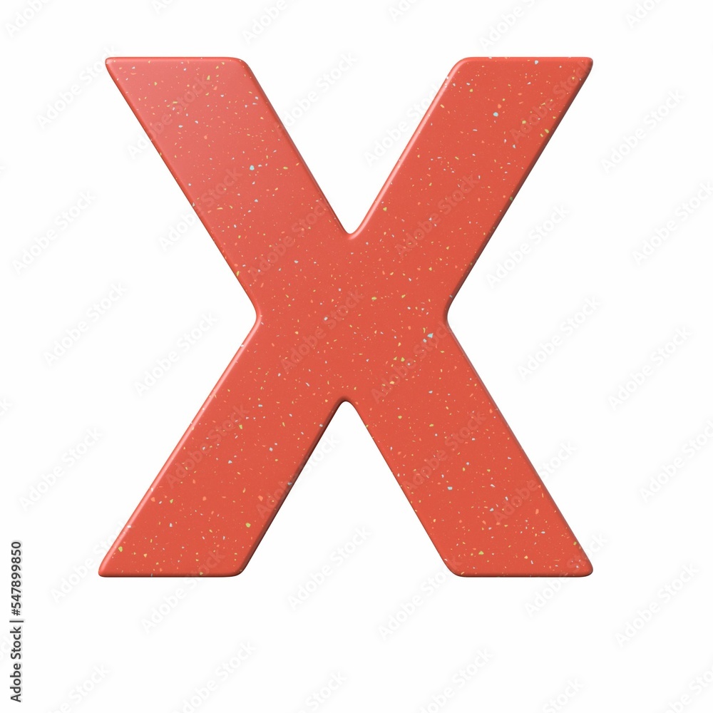 Poster 3d rendering of a red letter x isolated on a white background