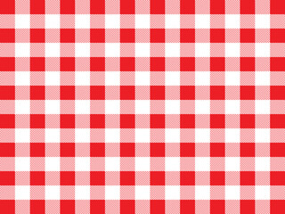 The red and white checkered tablecloth, decorative cotton napkin vector.