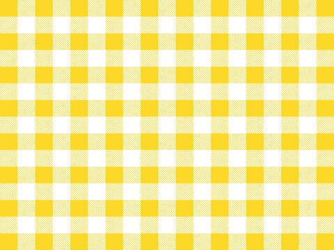 The yellow and white checkered tablecloth, decorative cotton napkin vector.