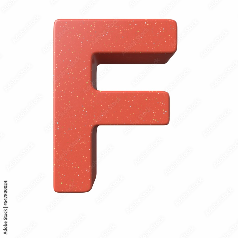 Poster 3d rendering of the red letter f isolated on a white background