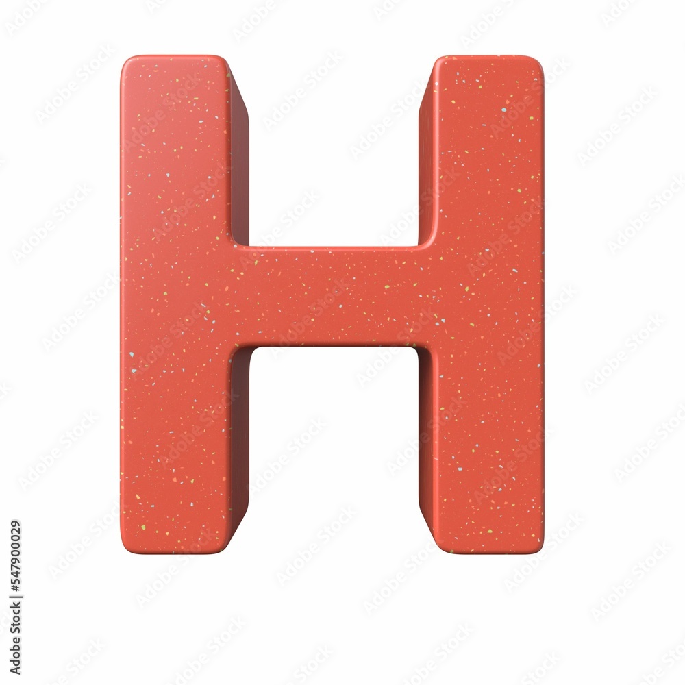 Poster 3d rendering of the red letter h isolated on a white background