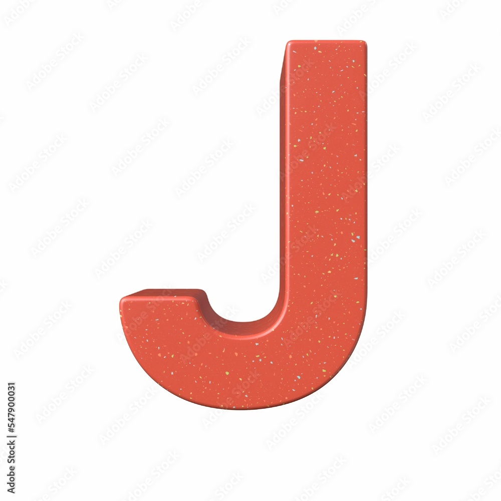 Poster 3d rendering of the red letter j isolated on a white background