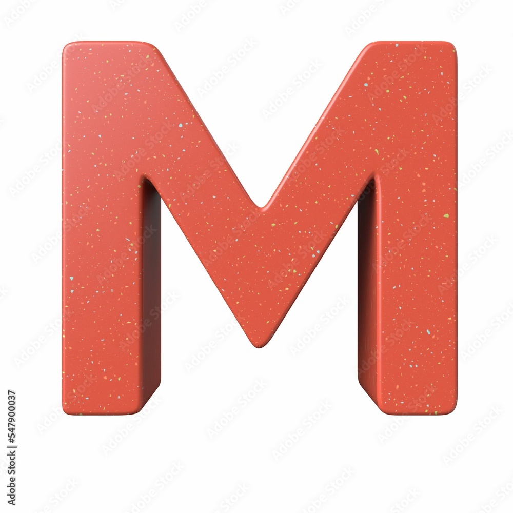 Aufkleber 3d rendering of the red letter m isolated on a white background