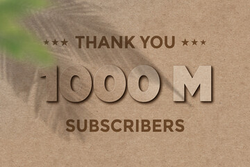 1000 Million subscribers celebration greeting banner with Card Board Design