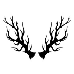 illustration with animal horns silhouettes isolated on white background.