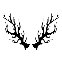 illustration with animal horns silhouettes isolated on white background.