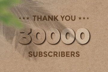 30000 subscribers celebration greeting banner with Card Board Design