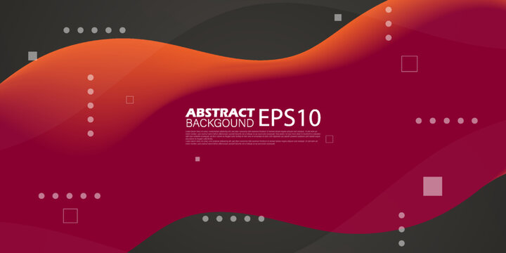 Red and orange  fluid wave on grey background. Abstract geometric design with gradient 3d flow shape. modern background design for cover, fliyer.Eps10 vector