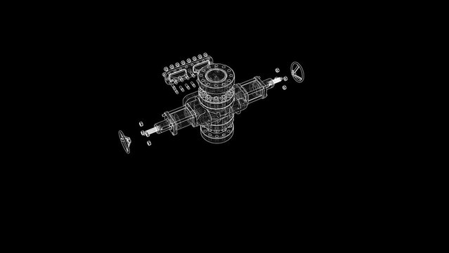Blowout preventer. Wire frame style