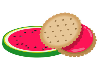 Sandwich biscuit with watermelon cream