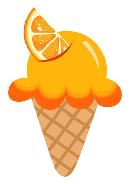 Delicious Orange Ice Cream Cone