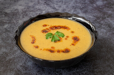Red lentil soup. Traditional Middle Eastern food