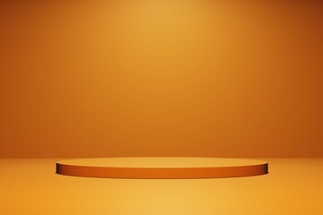 Obraz na płótnie Canvas podium stand for cosmetics products on a orange background 3d scene render