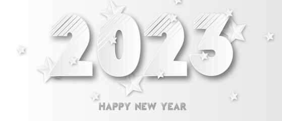  2023 happy new year on white background
