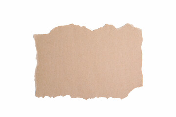 Piece of brown paper isolated on white, top view. Space for text
