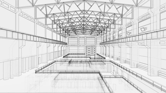 Warehouse or factory sketch