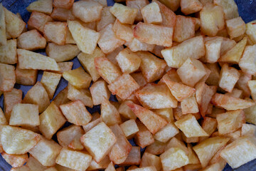 Fried potato wedges. Fast food. 