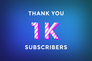 1 K subscribers celebration greeting banner with Stripe Design