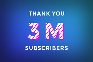 3 Million  subscribers celebration greeting banner with Stripe Design