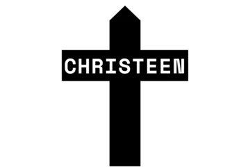 Foto op Canvas Christeen: Illustration eines schwarzen Kreuzes mit dem Vornamen Christeen © Modern Design & Foto
