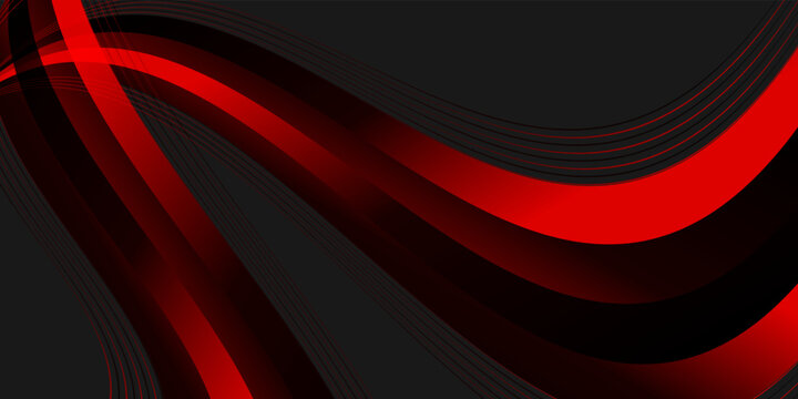 Abstract red wave curve on black design modern luxury background illustration.