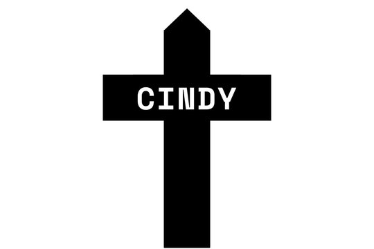 Cindy: Illustration eines schwarzen Kreuzes mit dem Vornamen Cindy