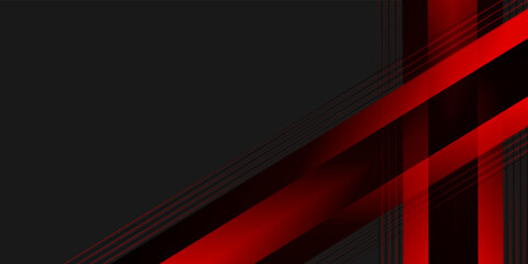 Obraz premium Abstract red wave curve on black design modern luxury background illustration.