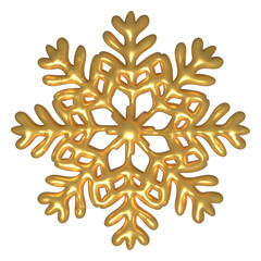 3D gold snowflake icon. New year and Christmas design elements