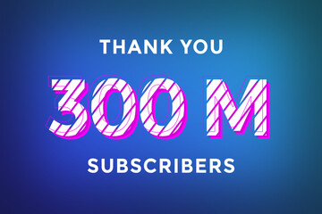 300 Million  subscribers celebration greeting banner with Stripe Design
