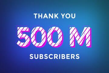 Obraz premium 500 Million subscribers celebration greeting banner with Stripe Design
