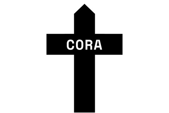 Cora: Illustration eines schwarzen Kreuzes mit dem Vornamen Cora