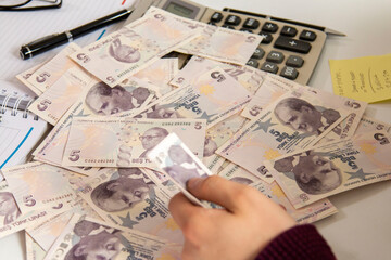 Fototapeta na wymiar Turkish Lira, Turkish Money, Turkish Coins ( Turkish Turk Lirasi )