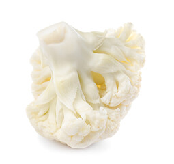 Cut fresh raw cauliflower on white background