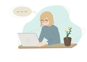 Woman at the office working with laptop