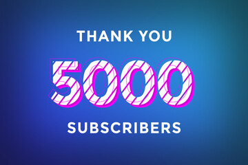 Fototapeta premium 5000 subscribers celebration greeting banner with Stripe Design