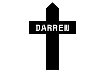 Darren: Illustration eines schwarzen Kreuzes mit dem Vornamen Darren