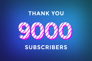 Obraz premium 9000 subscribers celebration greeting banner with Stripe Design