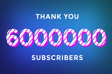 6000000 subscribers celebration greeting banner with Stripe Design