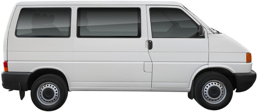 white minivan. side view. isolated on a transparent background