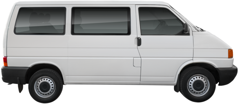 white minivan. side view. isolated on a transparent background