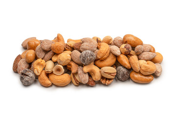 A group of almonds, pistachios, walnuts, macadamia, cashews.