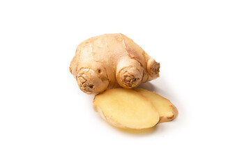 Ginger root isolated on white background.