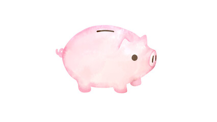 豚の貯金箱の水彩風背景透過イラスト