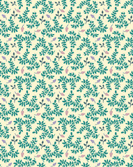 Vector seamless floral pattern with climbing plant and flower