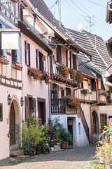 Fototapeta na wymiar Half-timbered houses in Eguisheim, Alsace, France